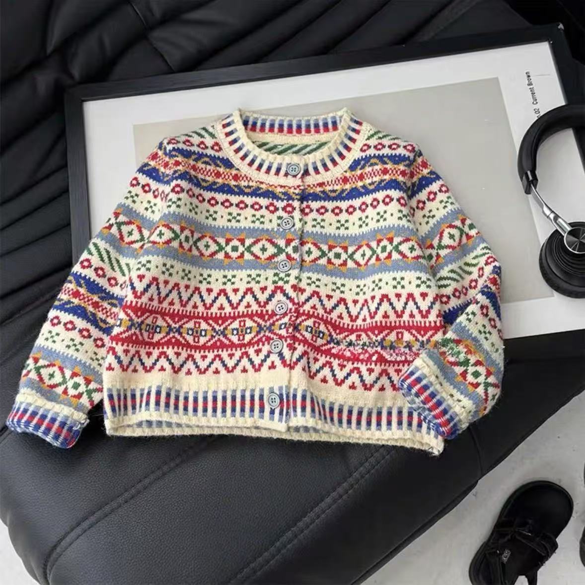 Kids Ethnic Fashion - Dziewczęcy modny kardigan z dzianiny na